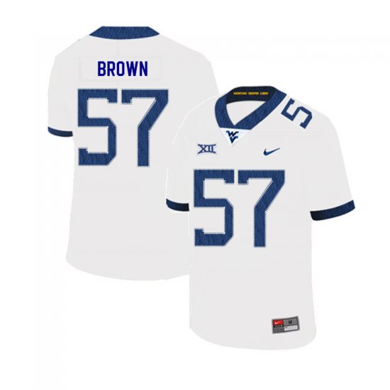 Men's West Virginia Mountaineers NCAA #57 Michael Brown White Authentic Nike 2019 Stitched College Football Jersey IA15X82KA